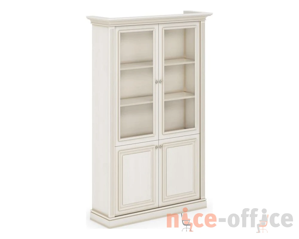 Шкаф со стеклянными дверками 1334x422x2100 Нью Интер Вайт / New Inter White
