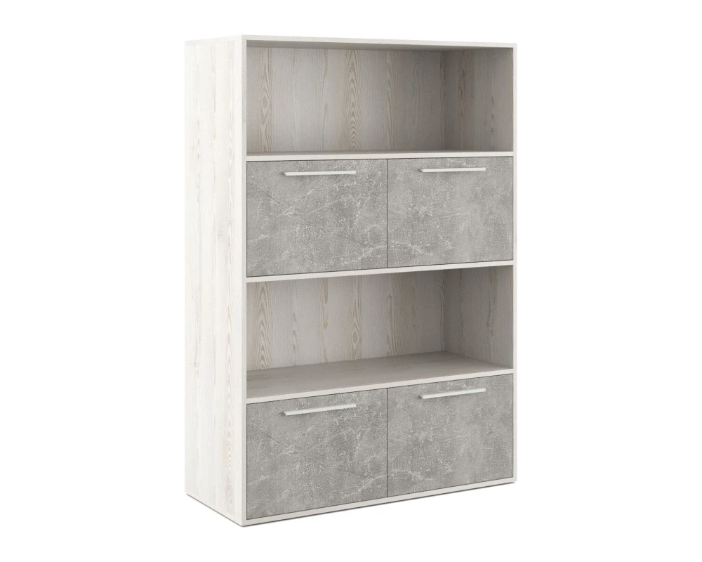 Шкаф высокий с горизонтальной нишей Бетон / B-tone Сосна/Бетон светлый