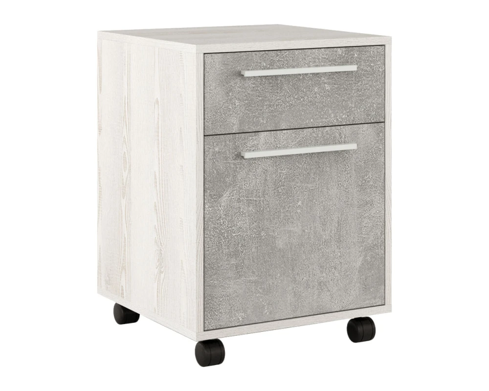 Тумба подкатная 2 ящика Бетон / B-tone Сосна/Бетон светлый