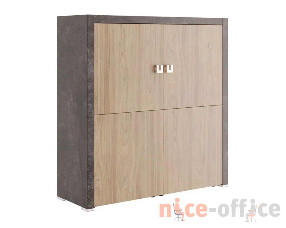 Шкаф средний 131x45x137 Солид Б / Solid B Вяз/Бетон темный