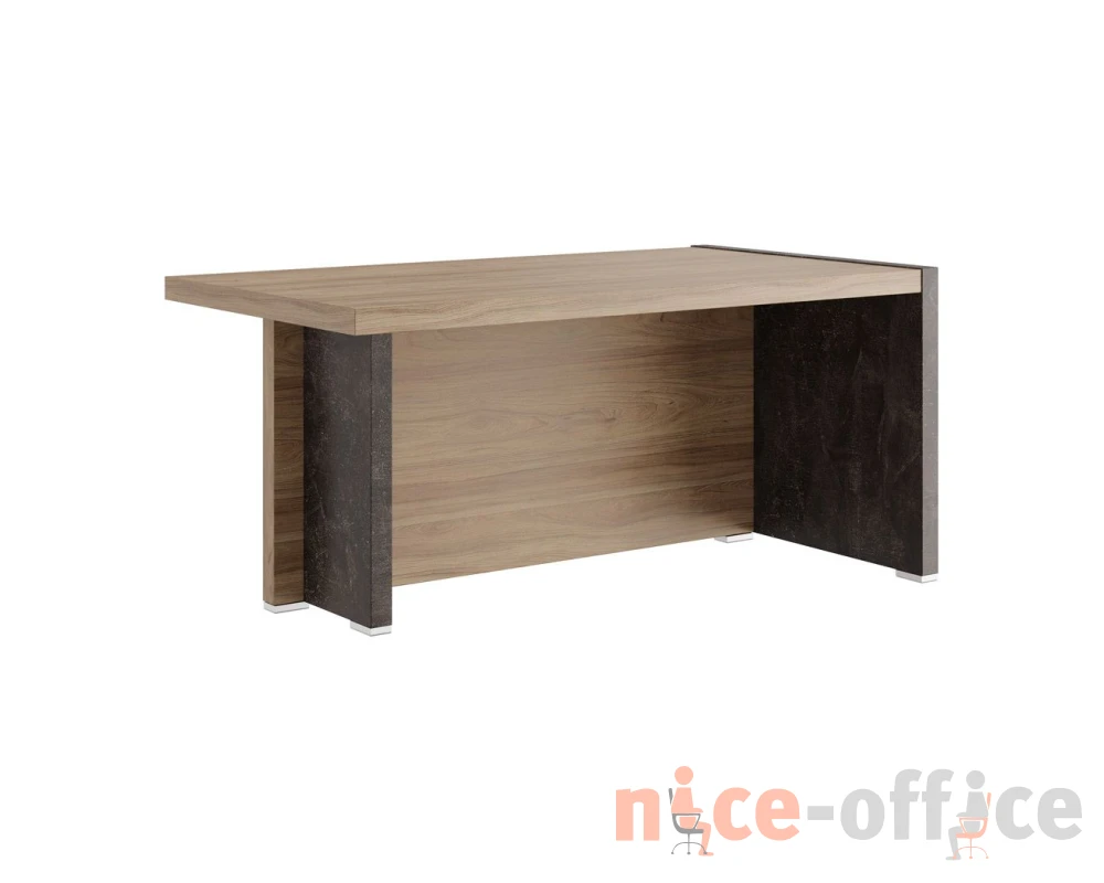 Стол письменный с асимметричными опорами левый 160x88x75 Солид Б / Solid B Вяз/Бетон темный