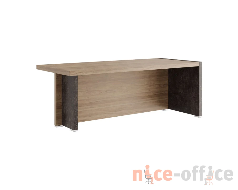 Стол письменный с асимметричными опорами левый 200x88x75 Солид Б / Solid B Вяз/Бетон темный