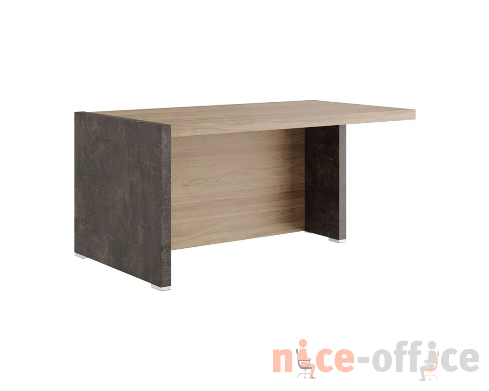 Стол письменный с асимметричными опорами правый 160x88x75 Солид Б / Solid B Вяз/Бетон темный