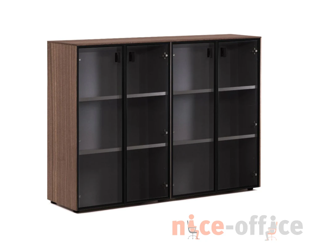 Шкаф-витрина H.120 4 дв 162x44x119,5 Enzo Эвкалипт морен/Черный