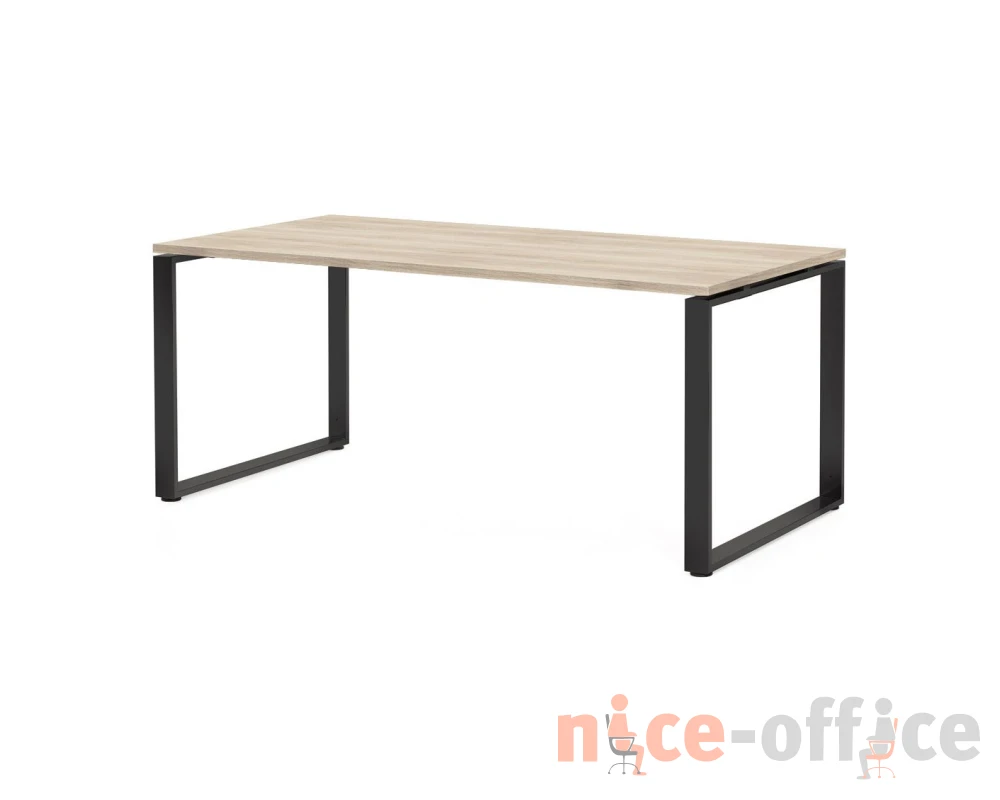 Стол L180 180x90x77 Rotonda Дуб светлый/Черный