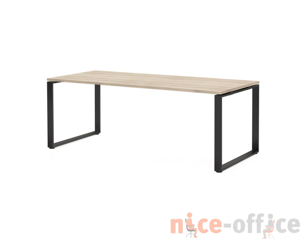 Стол L200 200x90x77 Rotonda Дуб светлый/Черный