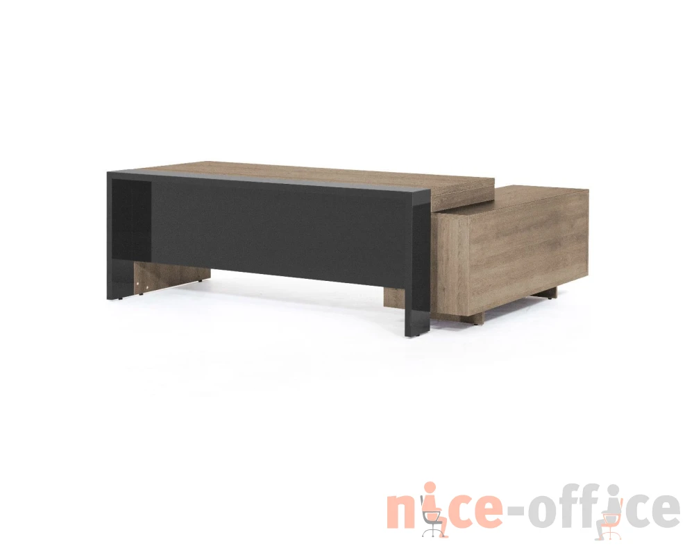 Стол на опорной тумбе 203x178x76 Lava Гавана/Серый глянец