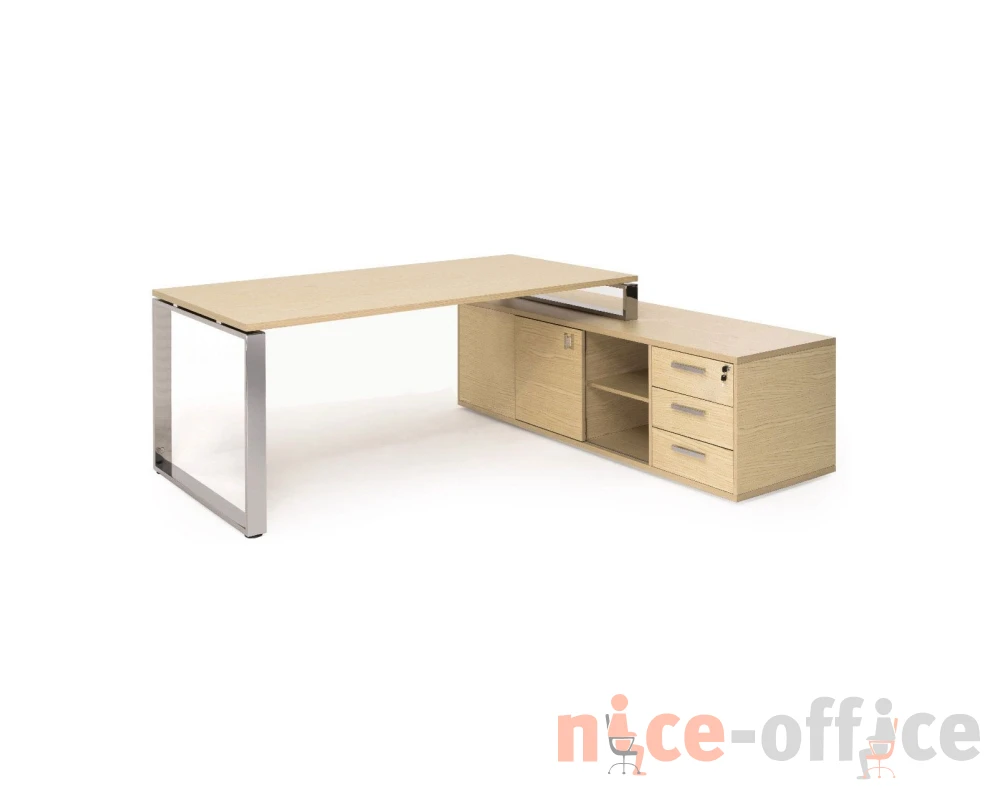 Стол на опорной тумбе L189 189x174x76 Exe Дуб светлый/Хром