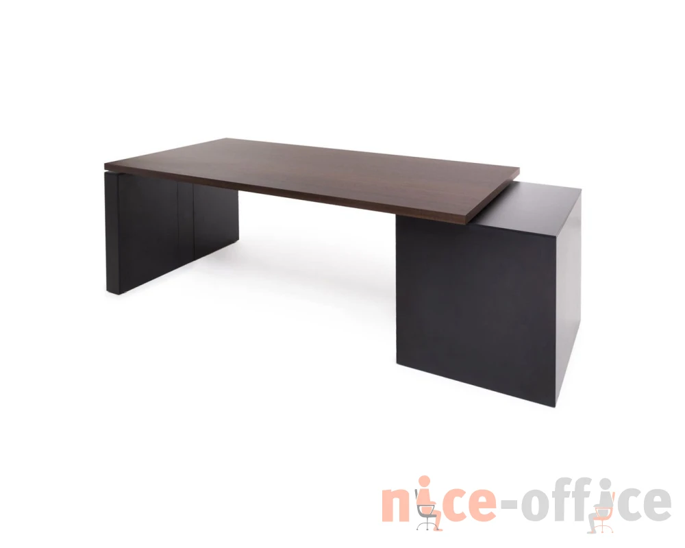 Стол письменный на опорной тумбе 233x100x76 Renz Эвкалипт морен/Черный