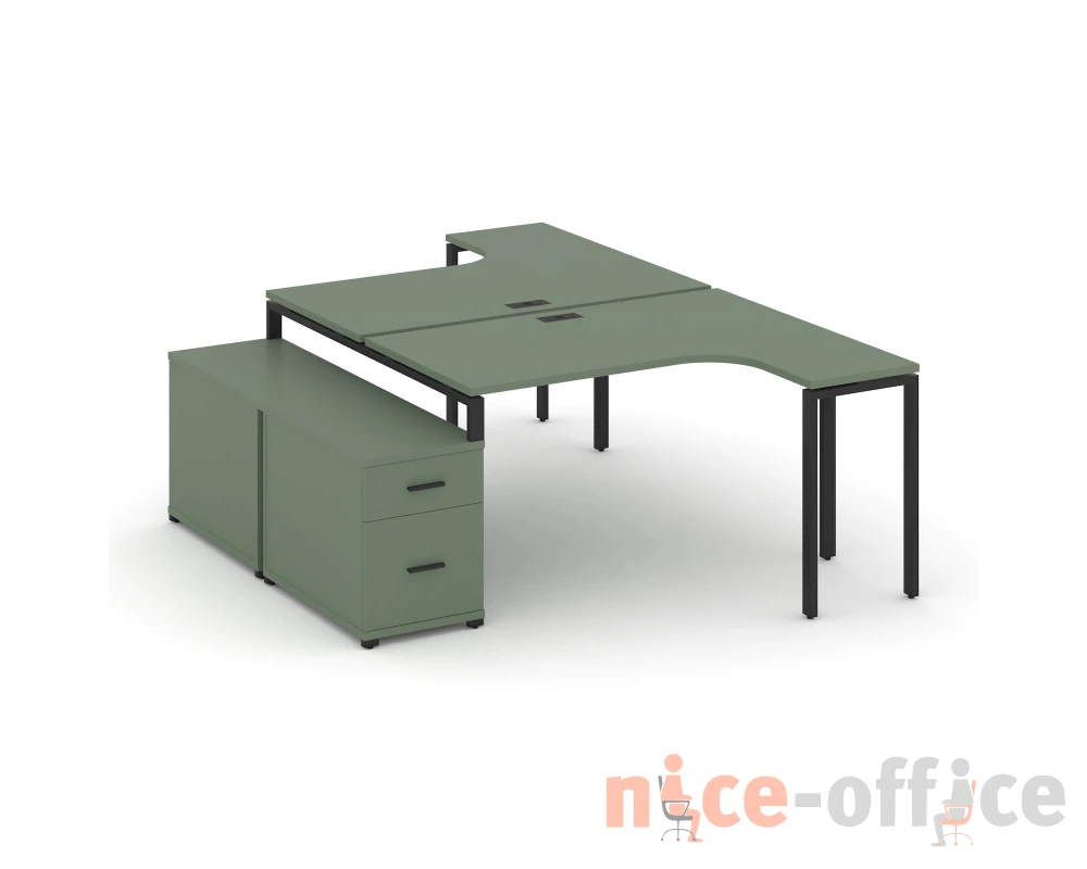 Рабочая станция с двойной опорной тумбой CN.DSA-304 B 1580/1946x2400x750 Концепт / Concept