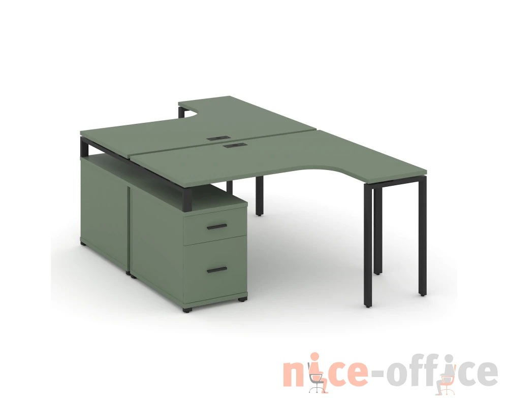 Рабочая станция с двойной опорной тумбой CN.DSA-304 B 1580/1946x2400x750 Концепт / Concept
