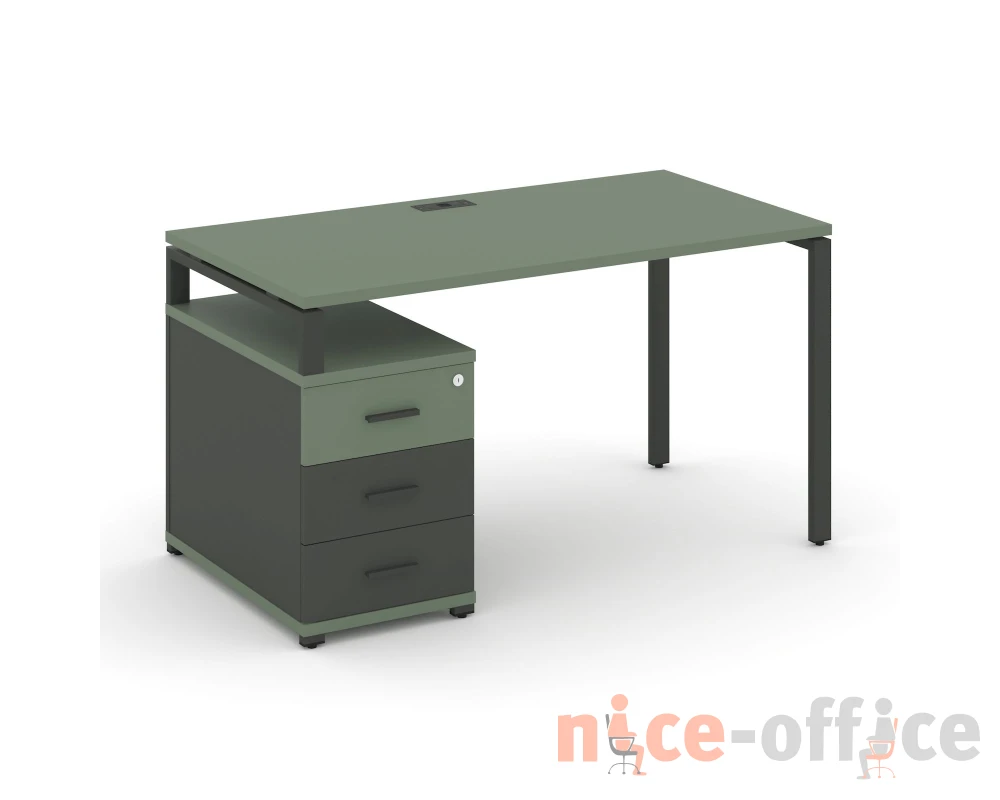 Стол письменный с 1 опорной тумбой CN.SP-301 W 980/1346x720x750 Концепт / Concept