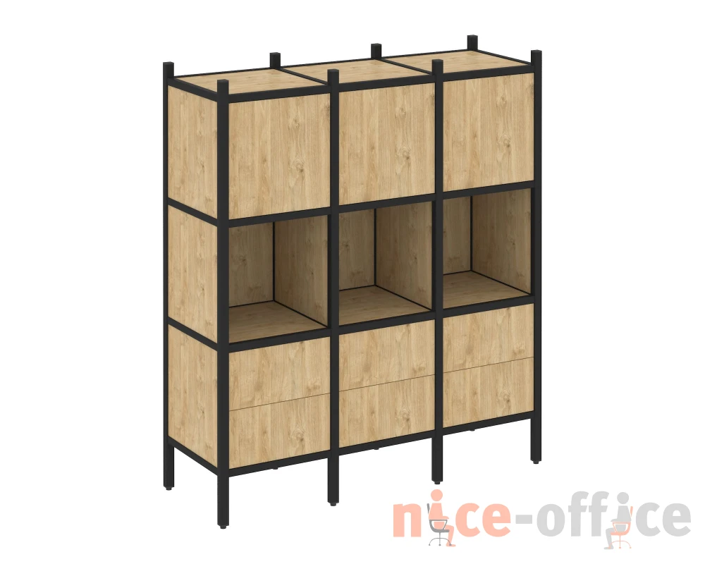 Прямой стеллаж L-08 1278x446x1458 Лофт / Loft