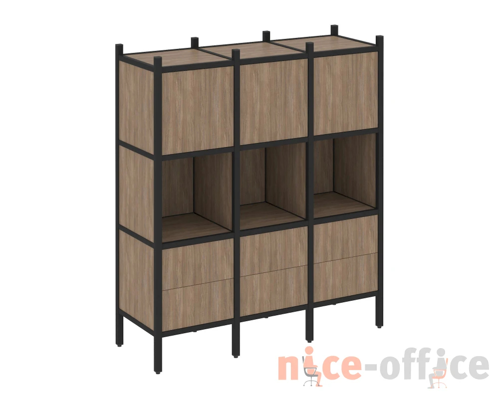 Прямой стеллаж L-08 1278x446x1458 Лофт / Loft