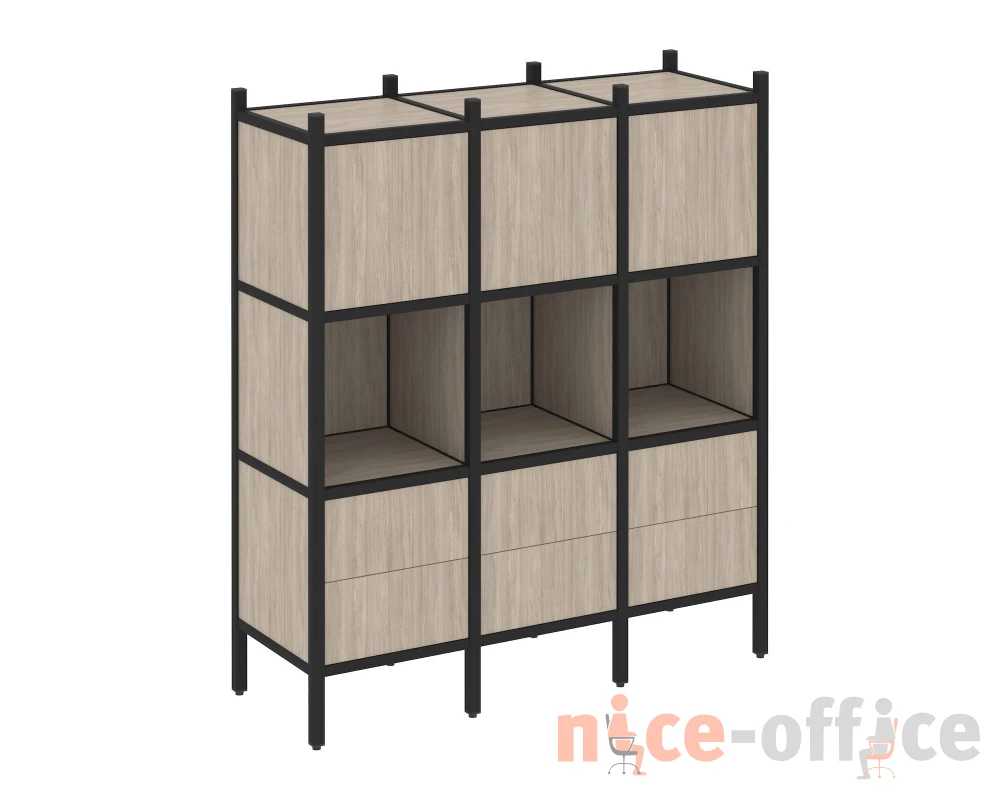 Прямой стеллаж L-08 1278x446x1458 Лофт / Loft
