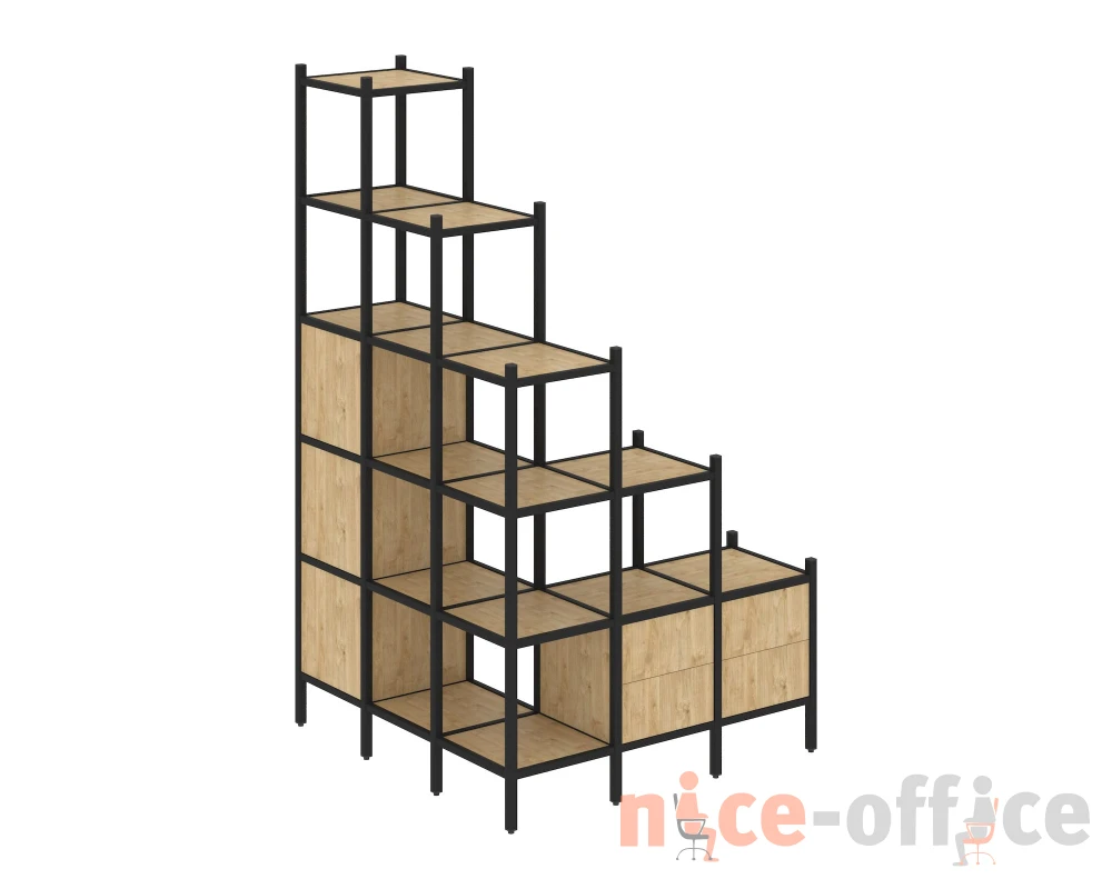 Угловой внешний стеллаж наборный L-59 1278x1278x2280 Лофт / Loft