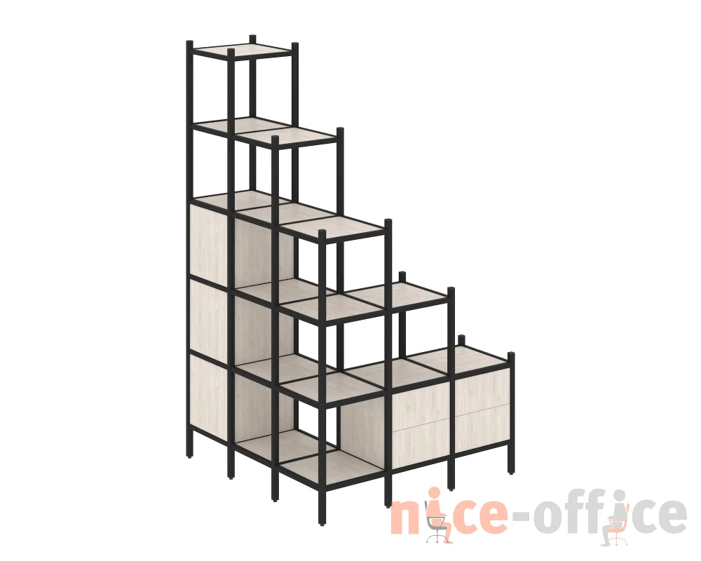 Угловой внешний стеллаж наборный L-59 1278x1278x2280 Лофт / Loft