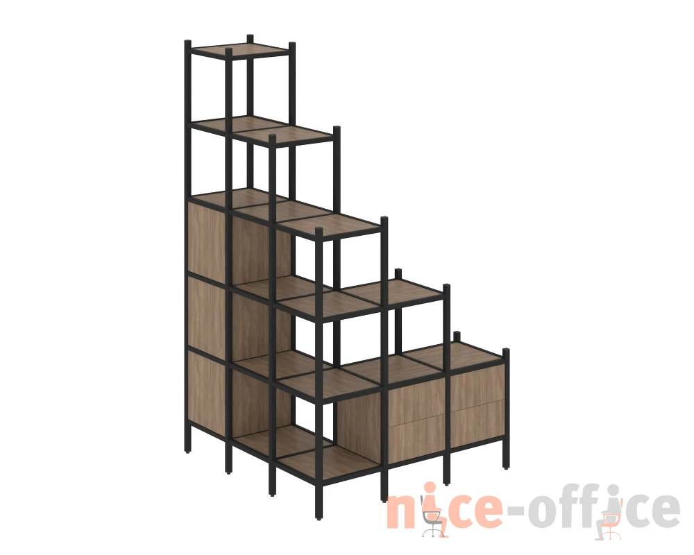 Угловой внешний стеллаж наборный L-59 1278x1278x2280 Лофт / Loft