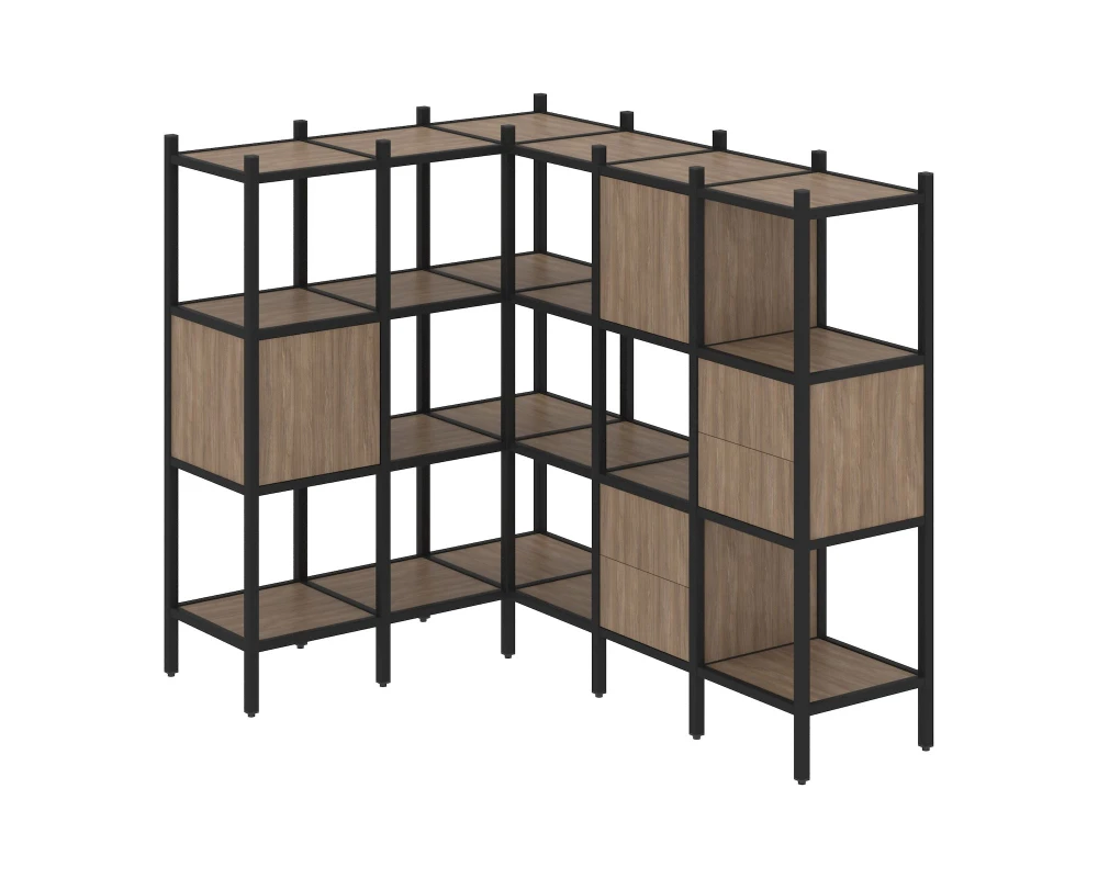 Угловой внутренний стеллаж L-30 1278x1278x1458 Лофт / Loft