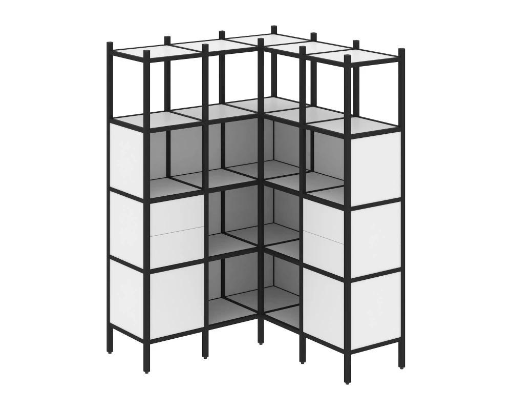 Угловой внутренний стеллаж L-33 1278x1278x1869 Лофт / Loft