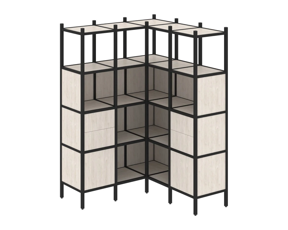 Угловой внутренний стеллаж L-33 1278x1278x1869 Лофт / Loft