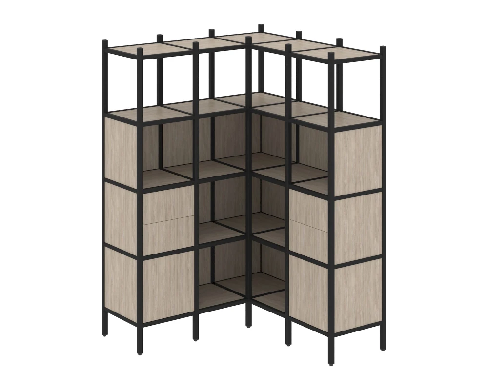 Угловой внутренний стеллаж L-33 1278x1278x1869 Лофт / Loft