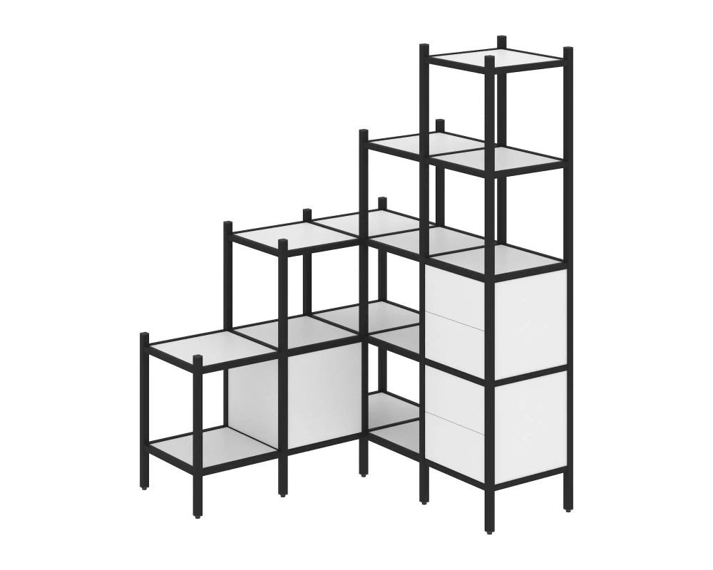 Угловой внутренний стеллаж L-40 1278x1278x1869 Лофт / Loft
