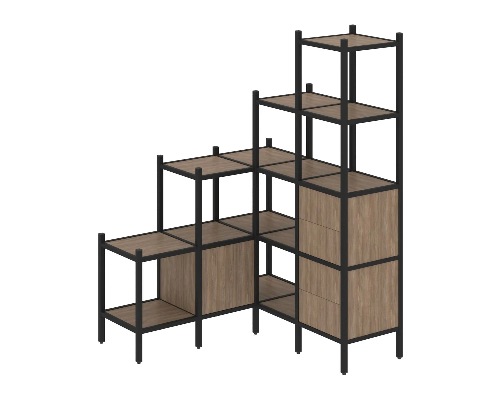 Угловой внутренний стеллаж L-40 1278x1278x1869 Лофт / Loft