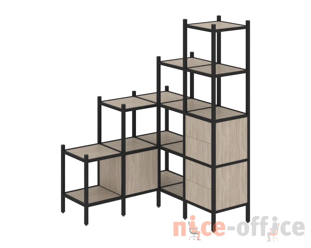 Угловой внутренний стеллаж L-40 1278x1278x1869 Лофт / Loft