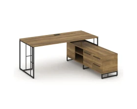 Стол руководителя с опорной тумбой правый 1580x1600x750 Рифт Директ / Rift Direct images