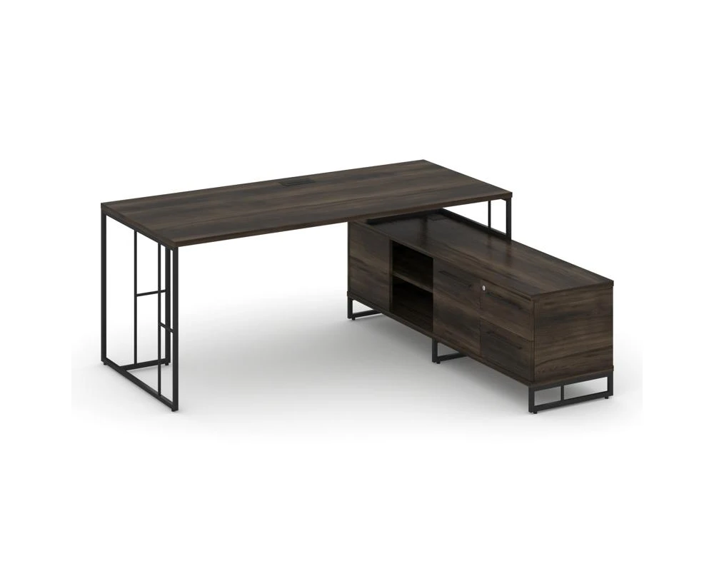 Стол руководителя с опорной тумбой правый 1580x1600x750 Рифт Директ / Rift Direct