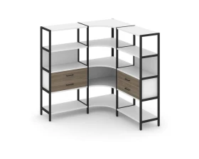 Трехсекционный угловой стеллаж четырехярусный с ящиками 1590х1590х1613 Шелф Систем / Shelf System images