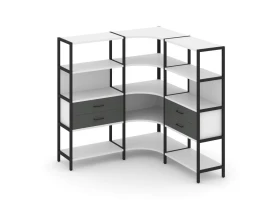 Трехсекционный угловой стеллаж четырехярусный с ящиками 1590х1590х1613 Шелф Систем / Shelf System images