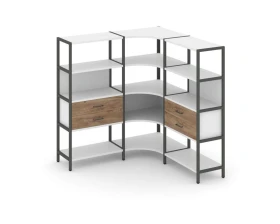 Трехсекционный угловой стеллаж четырехярусный с ящиками 1590х1590х1613 Шелф Систем / Shelf System images