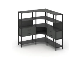 Трехсекционный угловой стеллаж четырехярусный с ящиками 1590х1590х1613 Шелф Систем / Shelf System images