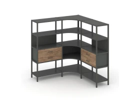 Трехсекционный угловой стеллаж четырехярусный с ящиками 1590х1590х1613 Шелф Систем / Shelf System images