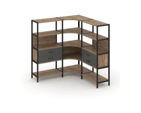 Трехсекционный угловой стеллаж четырехярусный с ящиками 1590х1590х1613 Шелф Систем / Shelf System images