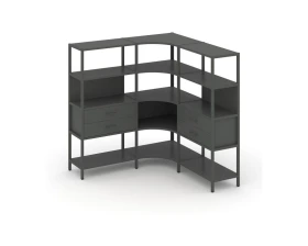 Трехсекционный угловой стеллаж четырехярусный с ящиками 1590х1590х1613 Шелф Систем / Shelf System images