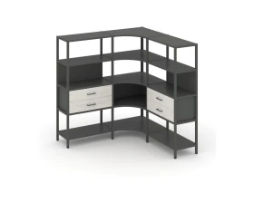 Трехсекционный угловой стеллаж четырехярусный с ящиками 1590х1590х1613 Шелф Систем / Shelf System images