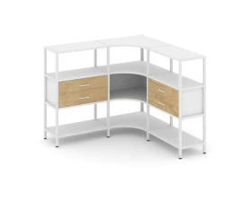 Трехсекционный угловой стеллаж трехярусный с ящиками 1590х1590х1246 Шелф Систем / Shelf System images