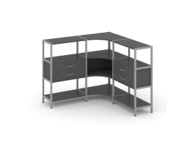 Трехсекционный угловой стеллаж трехярусный с ящиками 1590х1590х1246 Шелф Систем / Shelf System images