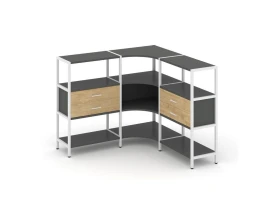 Трехсекционный угловой стеллаж трехярусный с ящиками 1590х1590х1246 Шелф Систем / Shelf System images