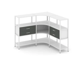 Трехсекционный угловой стеллаж трехярусный с ящиками 1590х1590х1246 Шелф Систем / Shelf System images