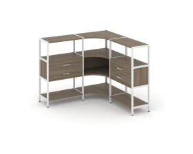 Трехсекционный угловой стеллаж трехярусный с ящиками 1590х1590х1246 Шелф Систем / Shelf System images