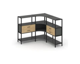 Трехсекционный угловой стеллаж трехярусный с ящиками 1590х1590х1246 Шелф Систем / Shelf System images