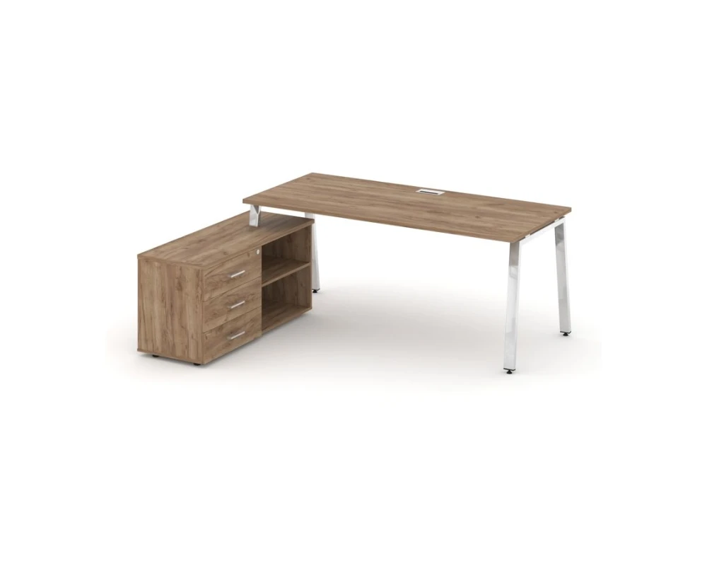 Стол письменный с греденцией левой на А-образном каркасе 1380x800x750 Стайл Проджект Директ Люкс / Style Project Direct Lux