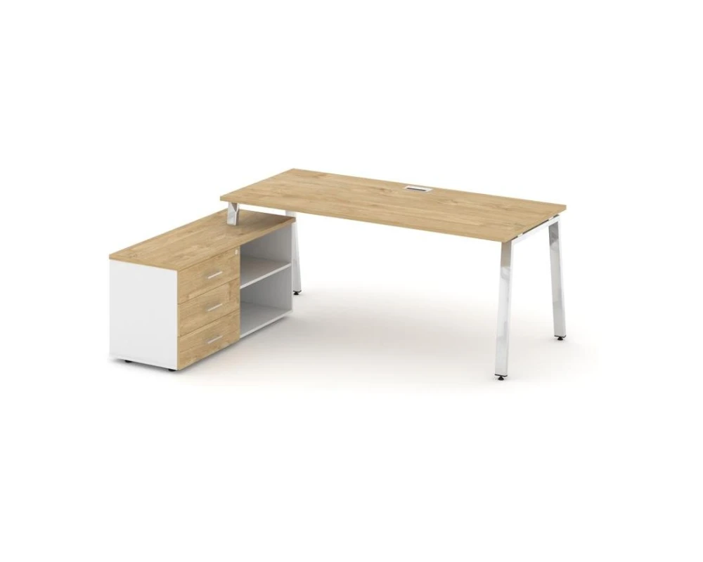 Стол письменный с греденцией левой на А-образном каркасе 1580x800x750 Стайл Проджект Директ Люкс / Style Project Direct Lux