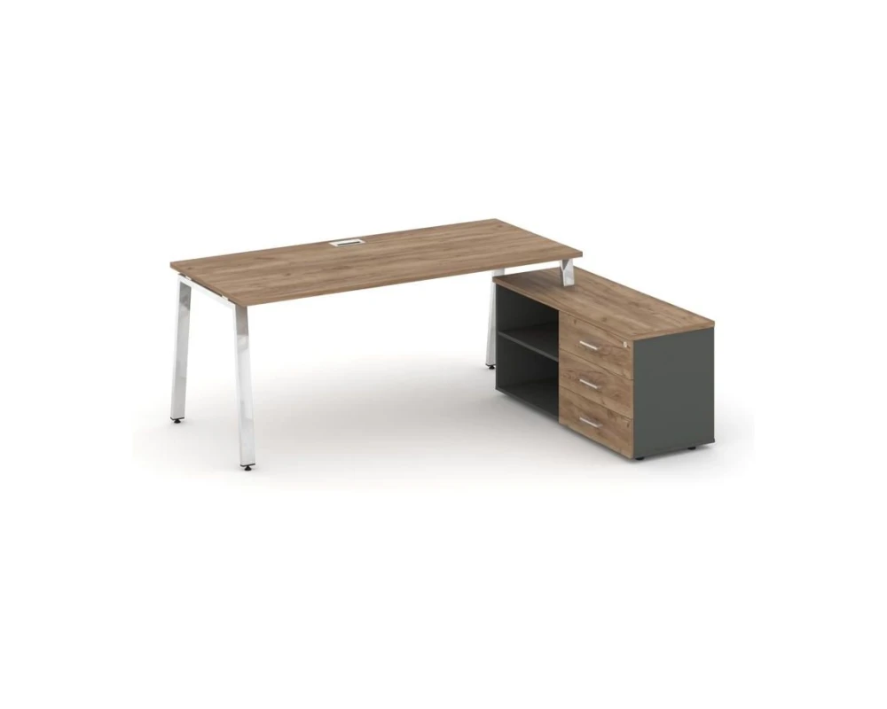 Стол письменный с греденцией правой на А-образном каркасе 1380x800x750 Стайл Проджект Директ Люкс / Style Project Direct Lux