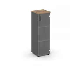 Шкаф средний узкий правый прозр. стекло 400x400x1203 зад. стенка HDF Стайл Проджект / Style Project images