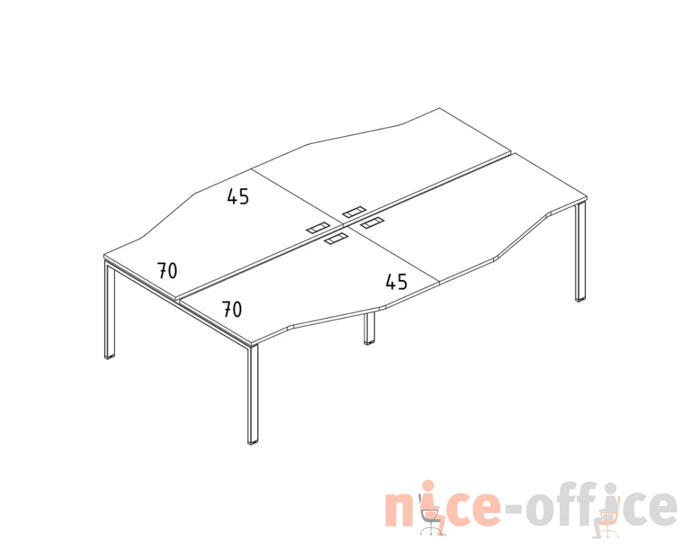 Рабочая станция (4х120) столы Техно каркас UNO A4.PRO